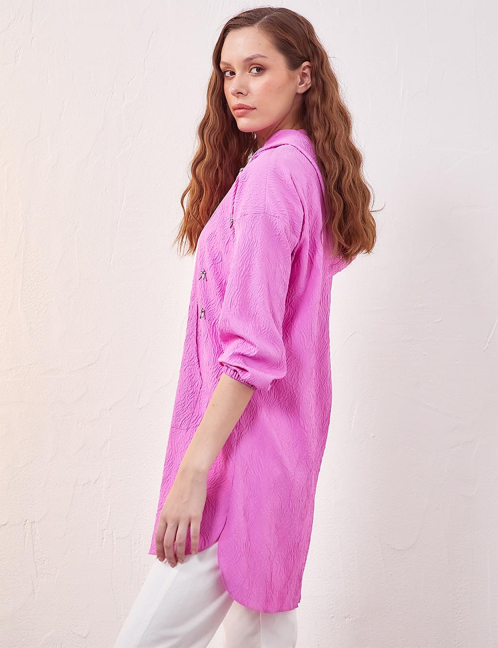 Relief Pattern Sweatshirt Candy Pink