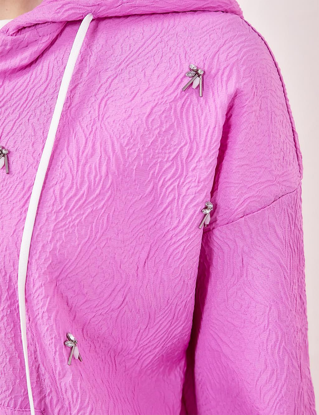 Relief Pattern Sweatshirt Candy Pink