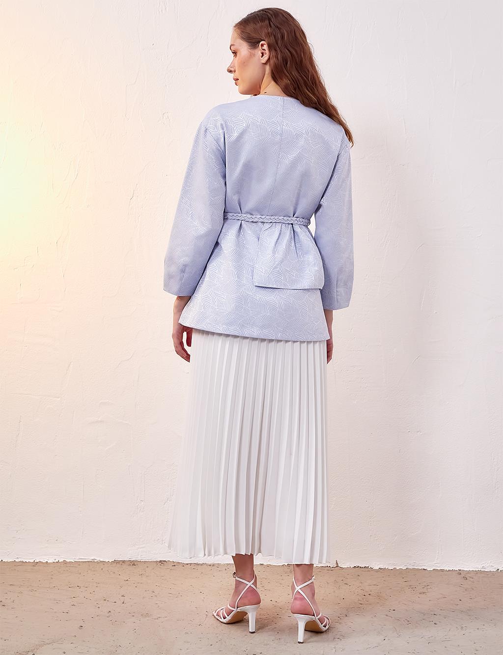 Belted Double Breasted Jacket Ice Blue