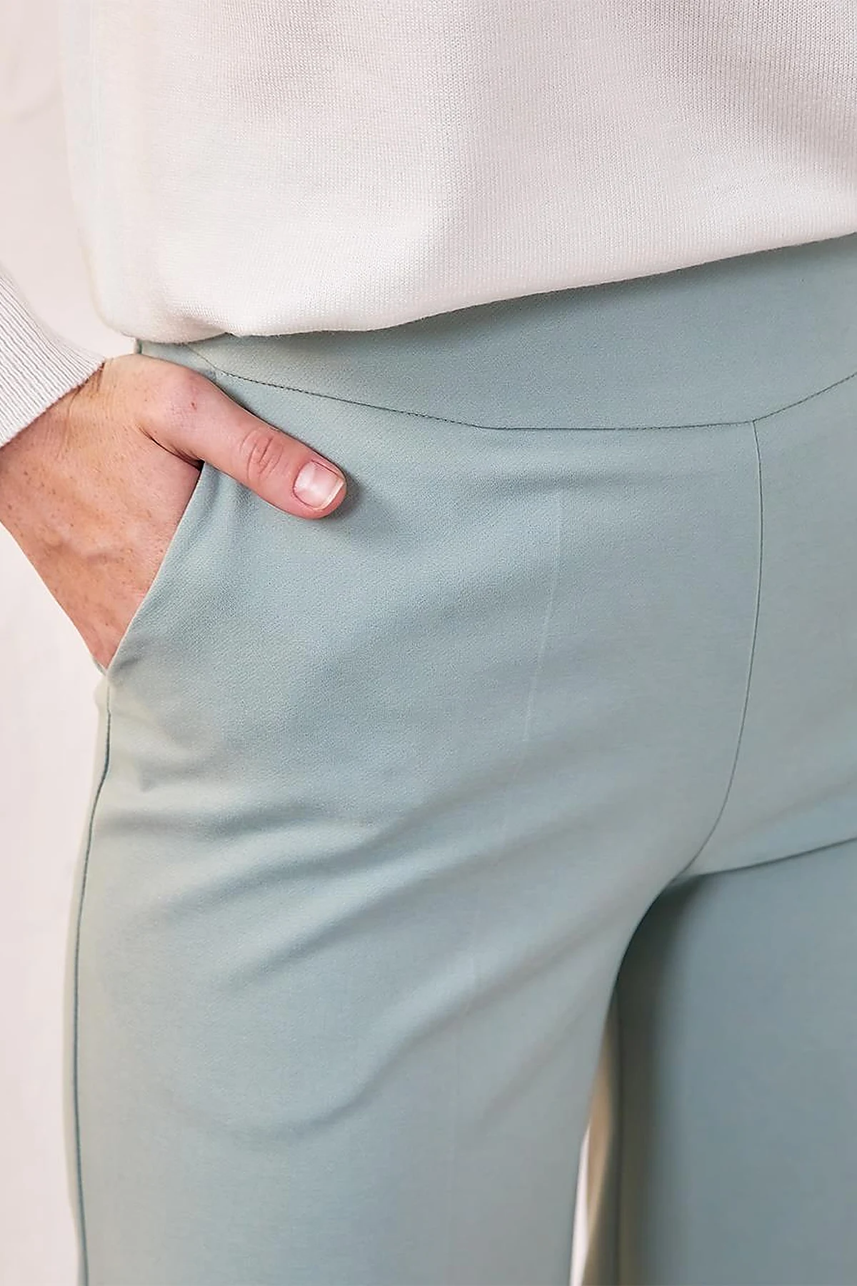 Cepli Geniş Paça Pantolon Buz Yeşili