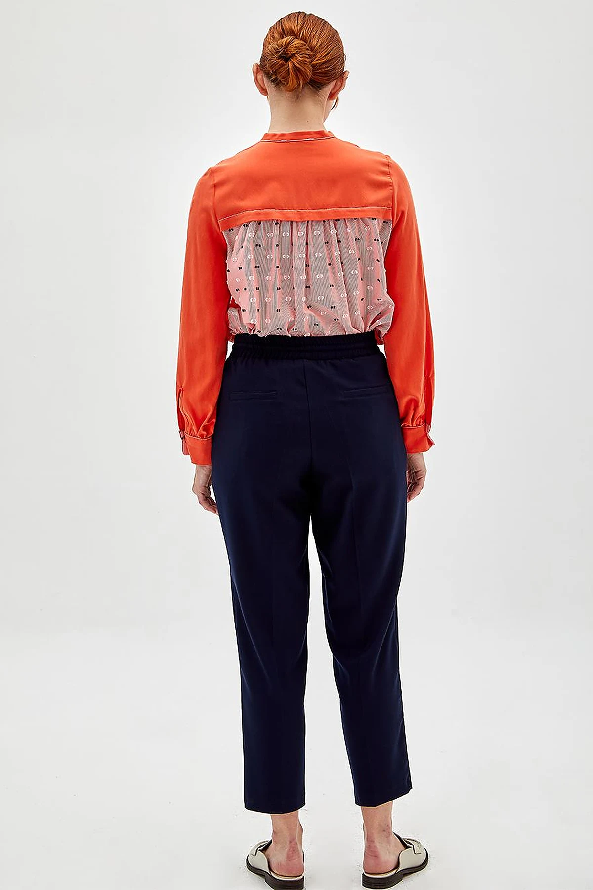 Elastic Waist Carrot Pants Navy