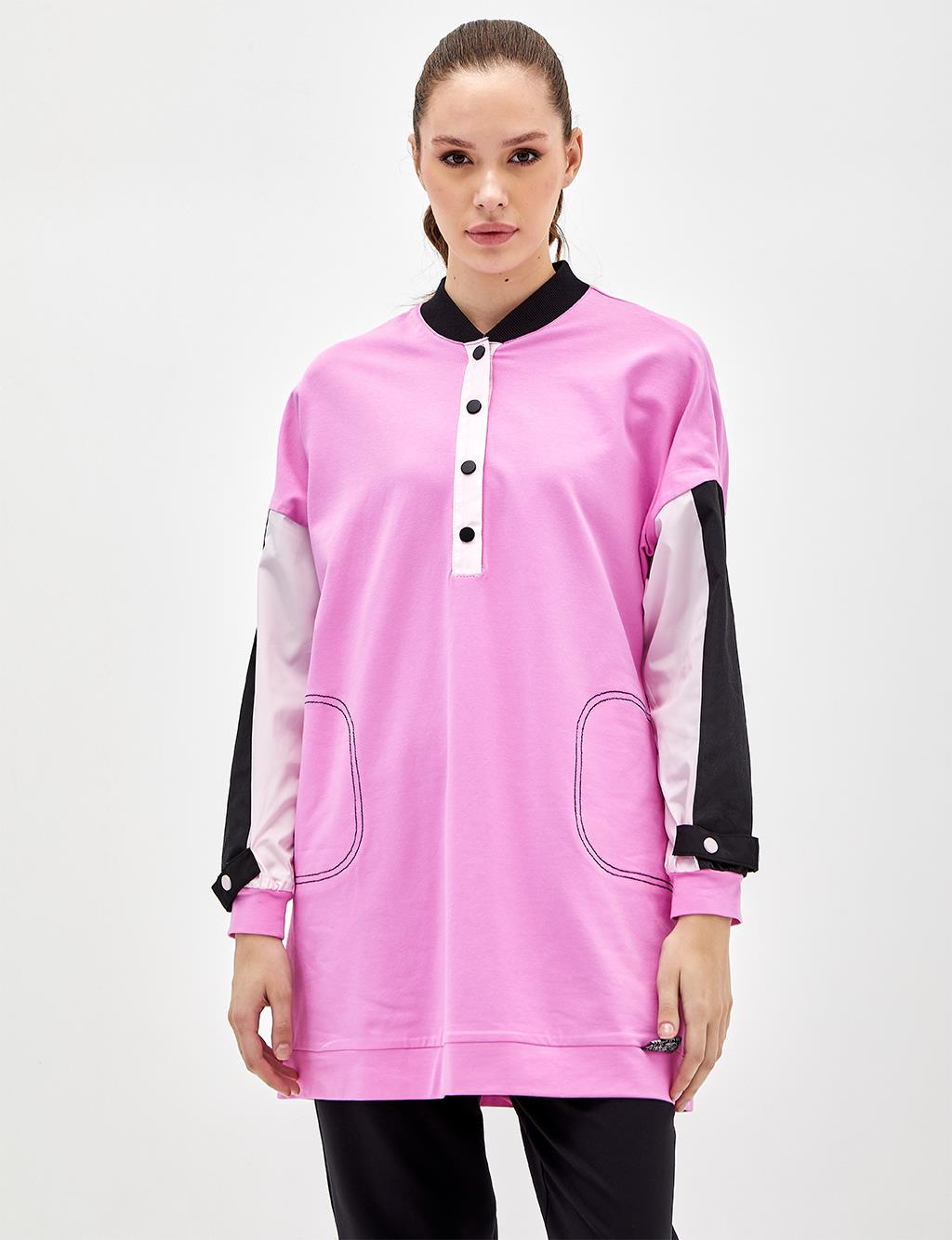 Piece Ribbed Sweatshirt Candy Pink