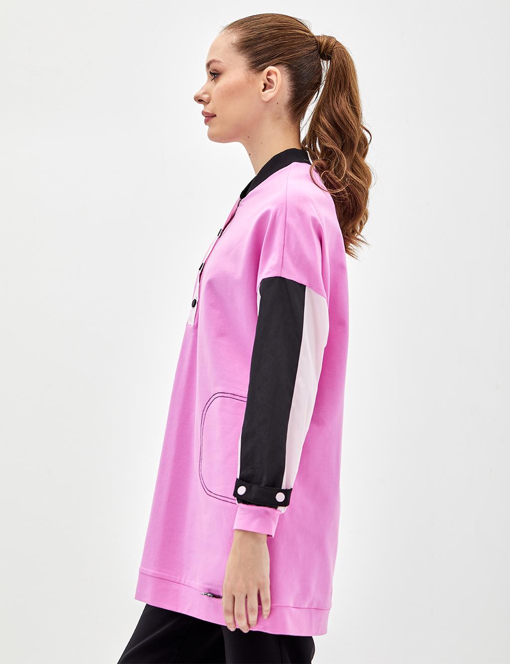 Piece Ribbed Sweatshirt Candy Pink