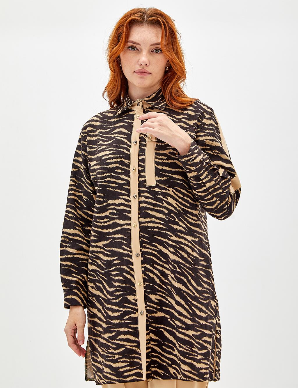 Tiger Pattern Tunic Black