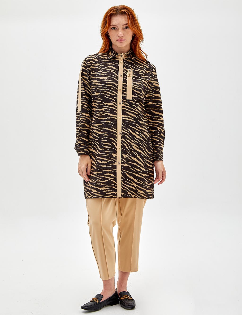 Tiger Pattern Tunic Black