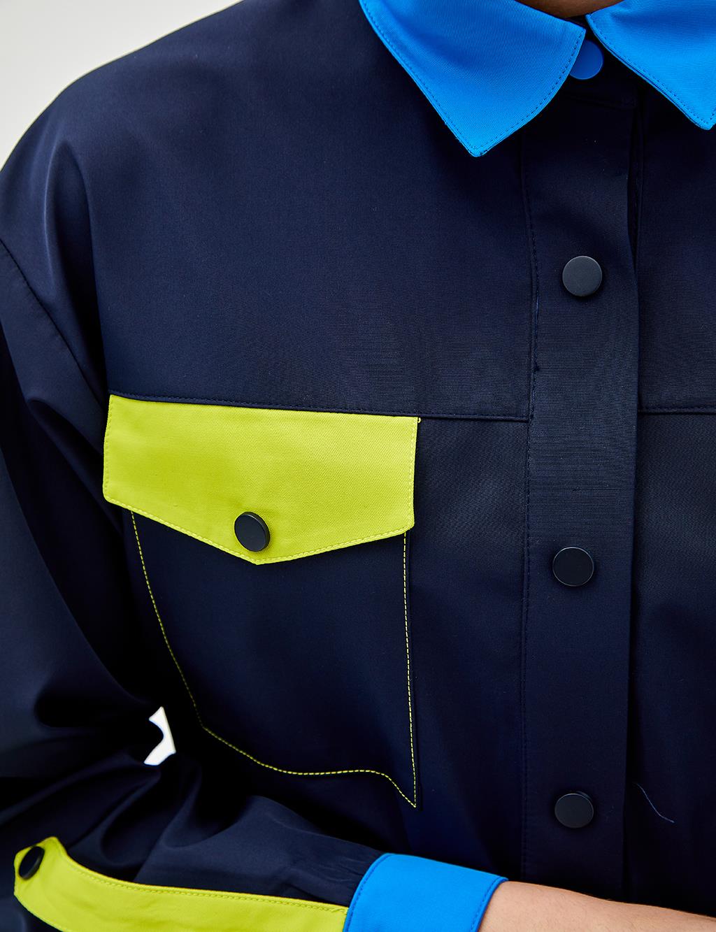 Colored Garnish Jacket Navy