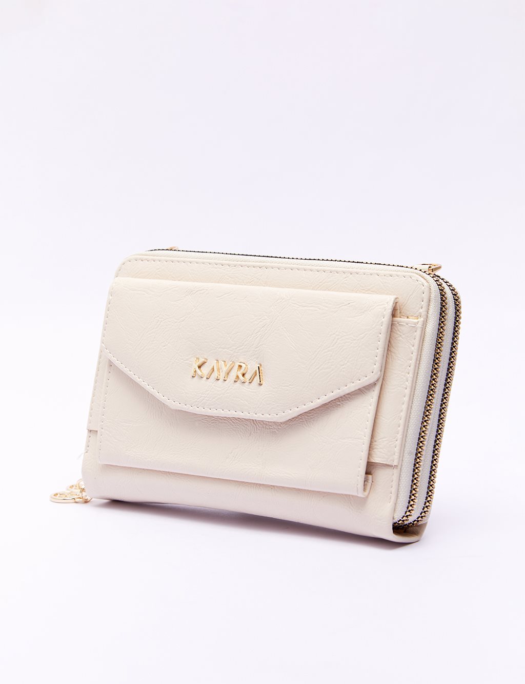 Double Compartment Bag Wallet Cream