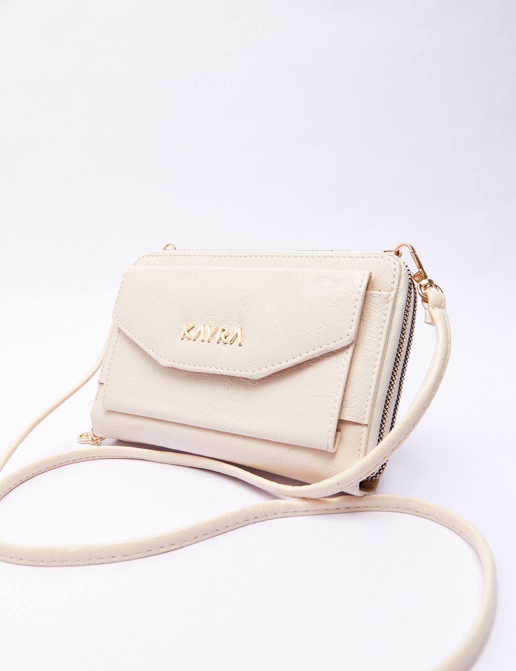 Double Compartment Bag Wallet Cream