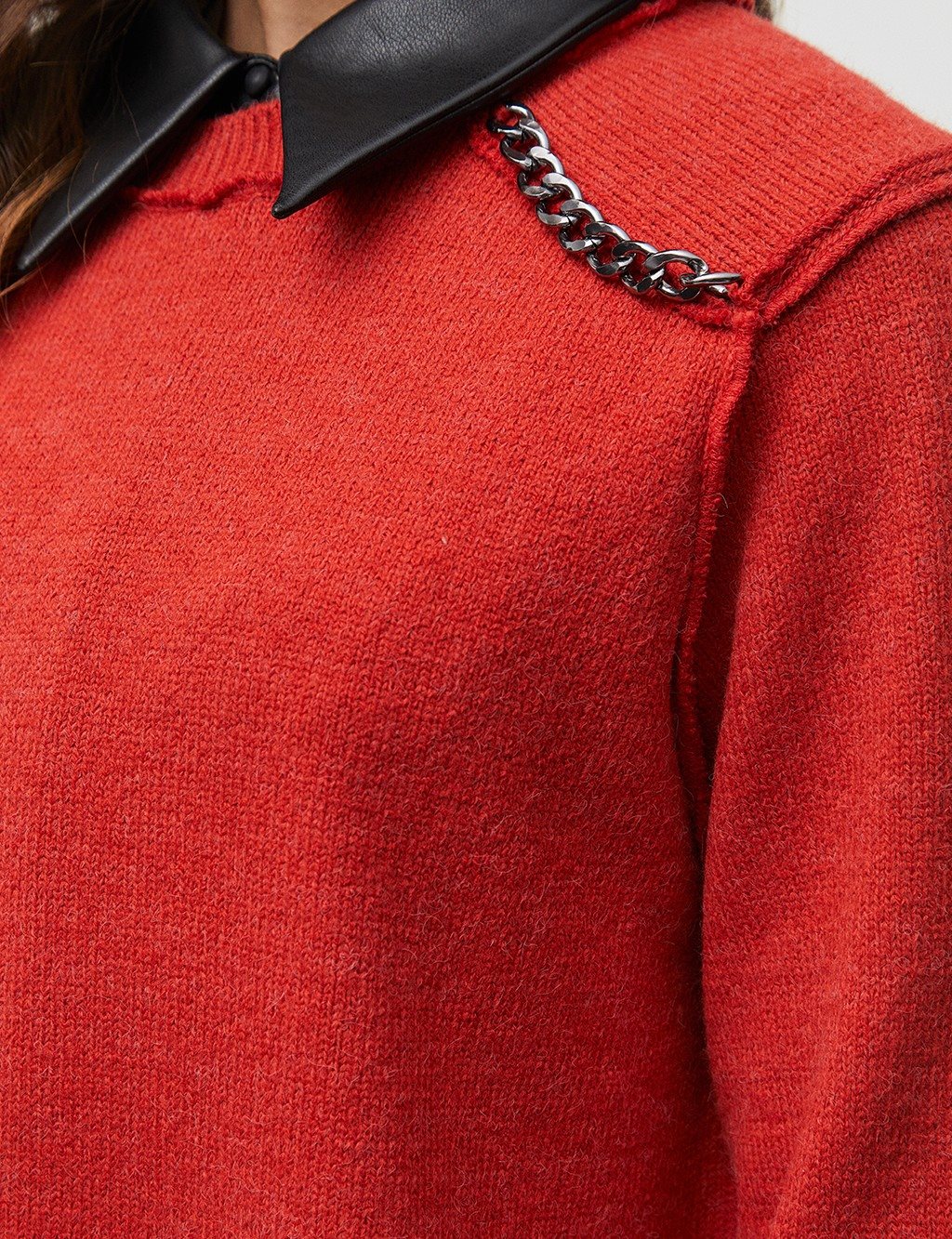 Chain Detailed Reverse Stitch Knitwear Tunic Tile