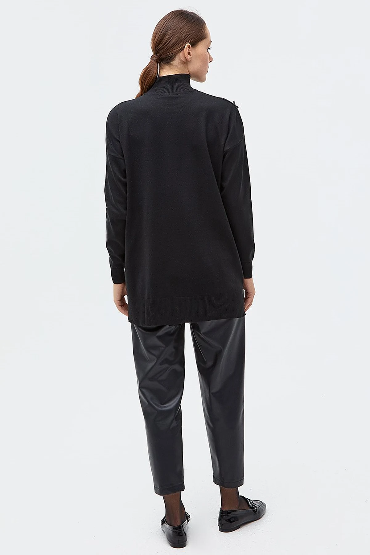 Decorative Tasseled Knitwear Tunic Black