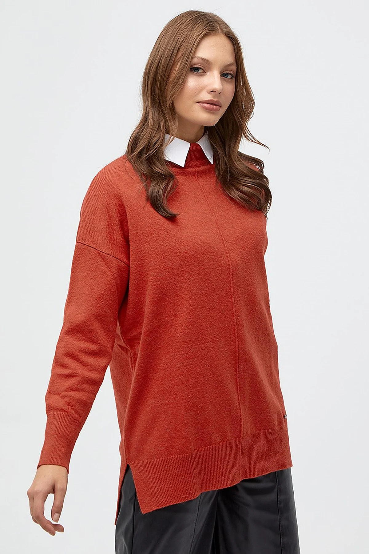 Drop-Shoulder Half Turtleneck Knit Tunic Tile