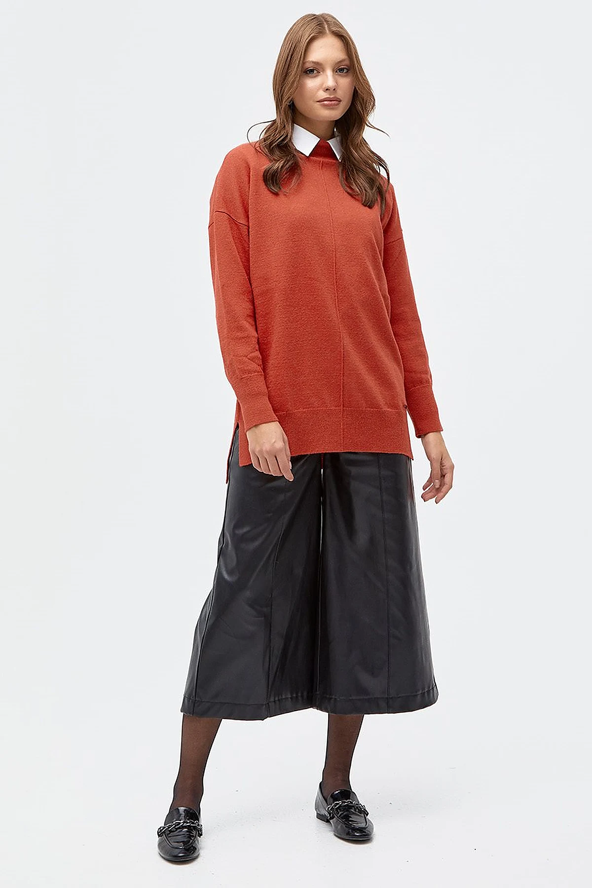 Drop-Shoulder Half Turtleneck Knit Tunic Tile