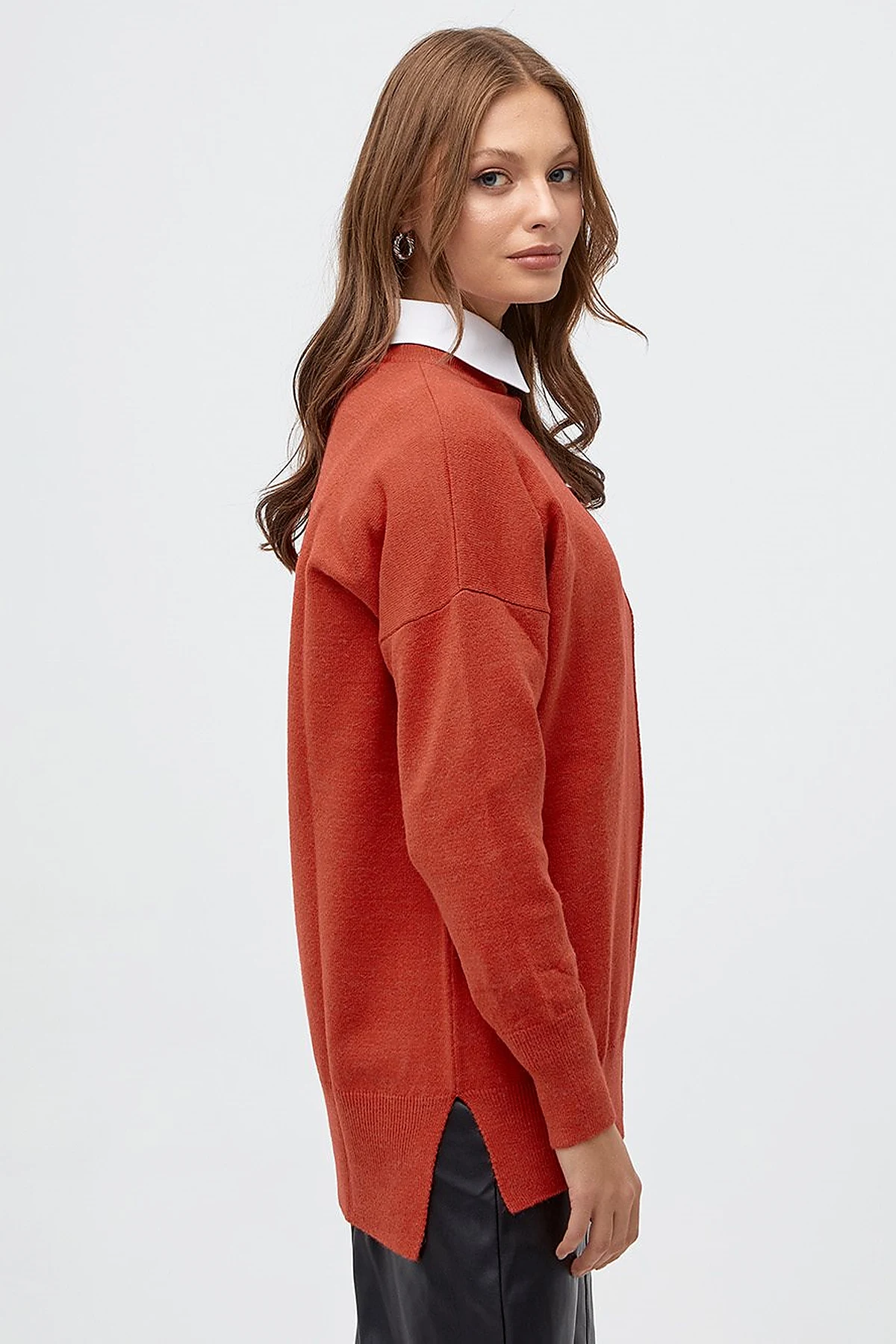 Drop-Shoulder Half Turtleneck Knit Tunic Tile