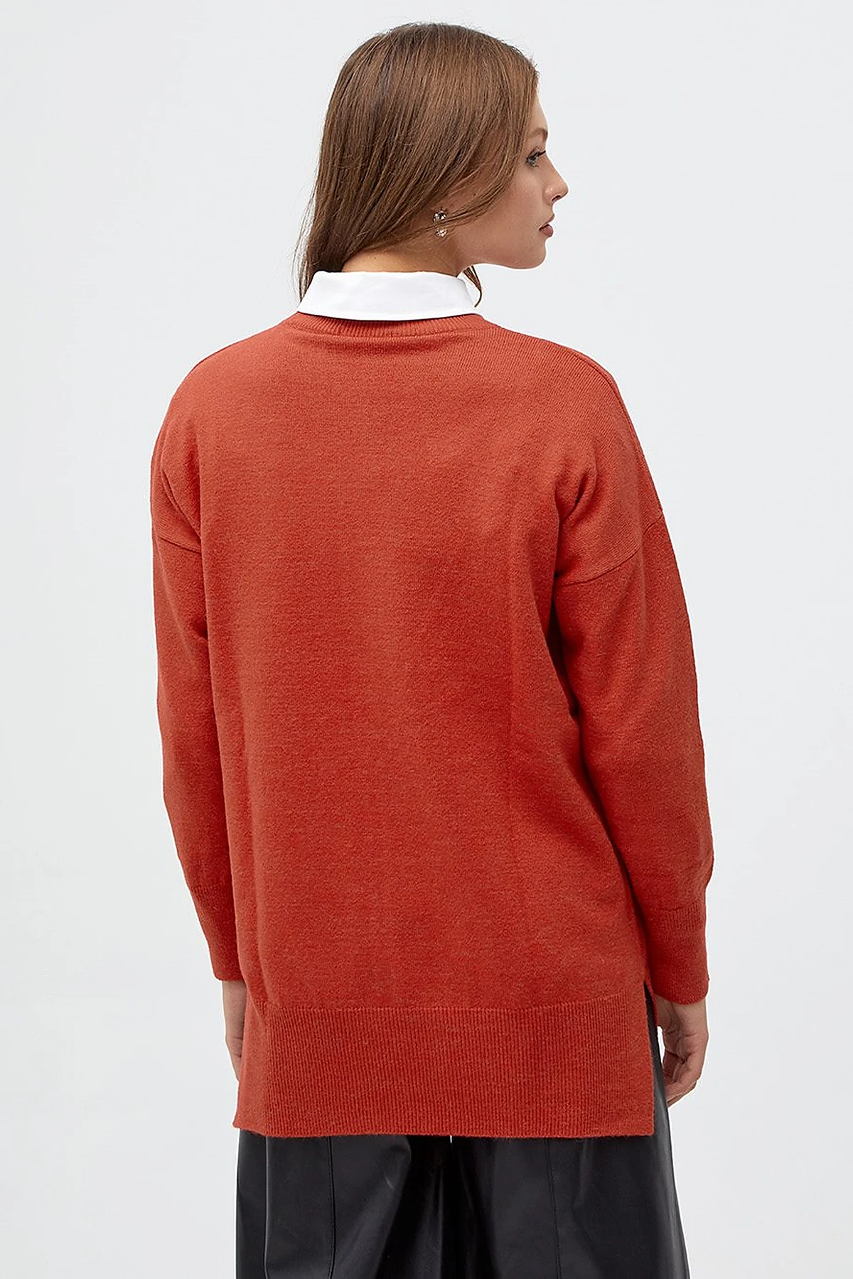 Drop-Shoulder Half Turtleneck Knit Tunic Tile