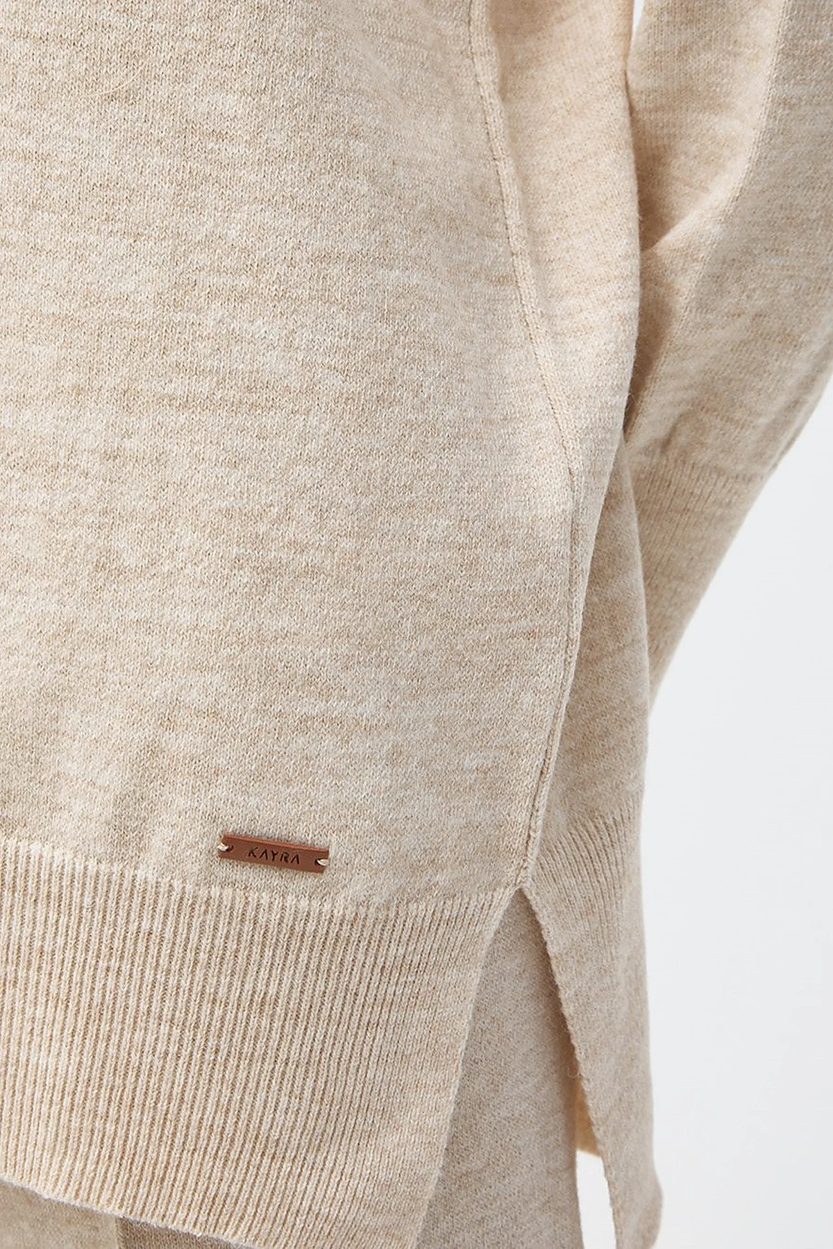 Drop-Shoulder Half Turtleneck Knit Tunic Stone