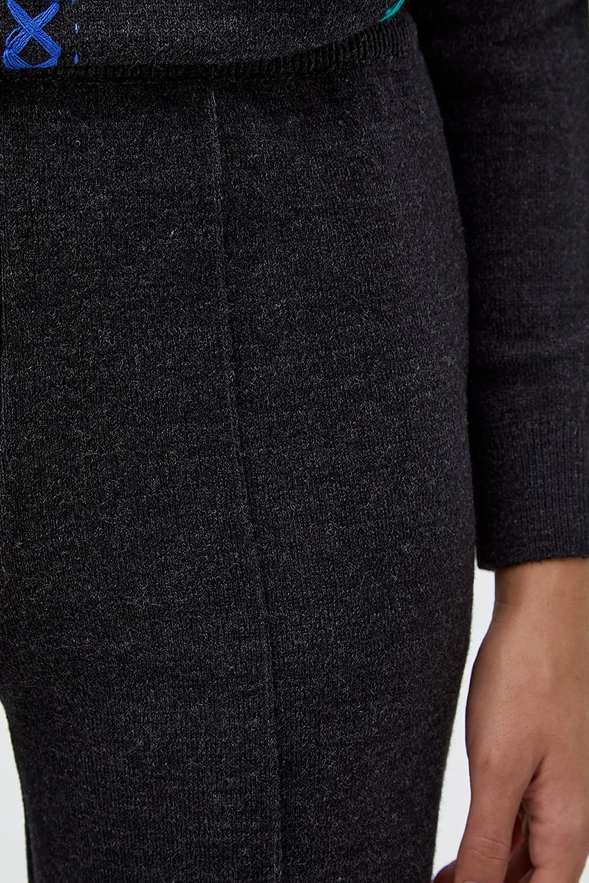 Wide Leg Knitwear Trousers Black