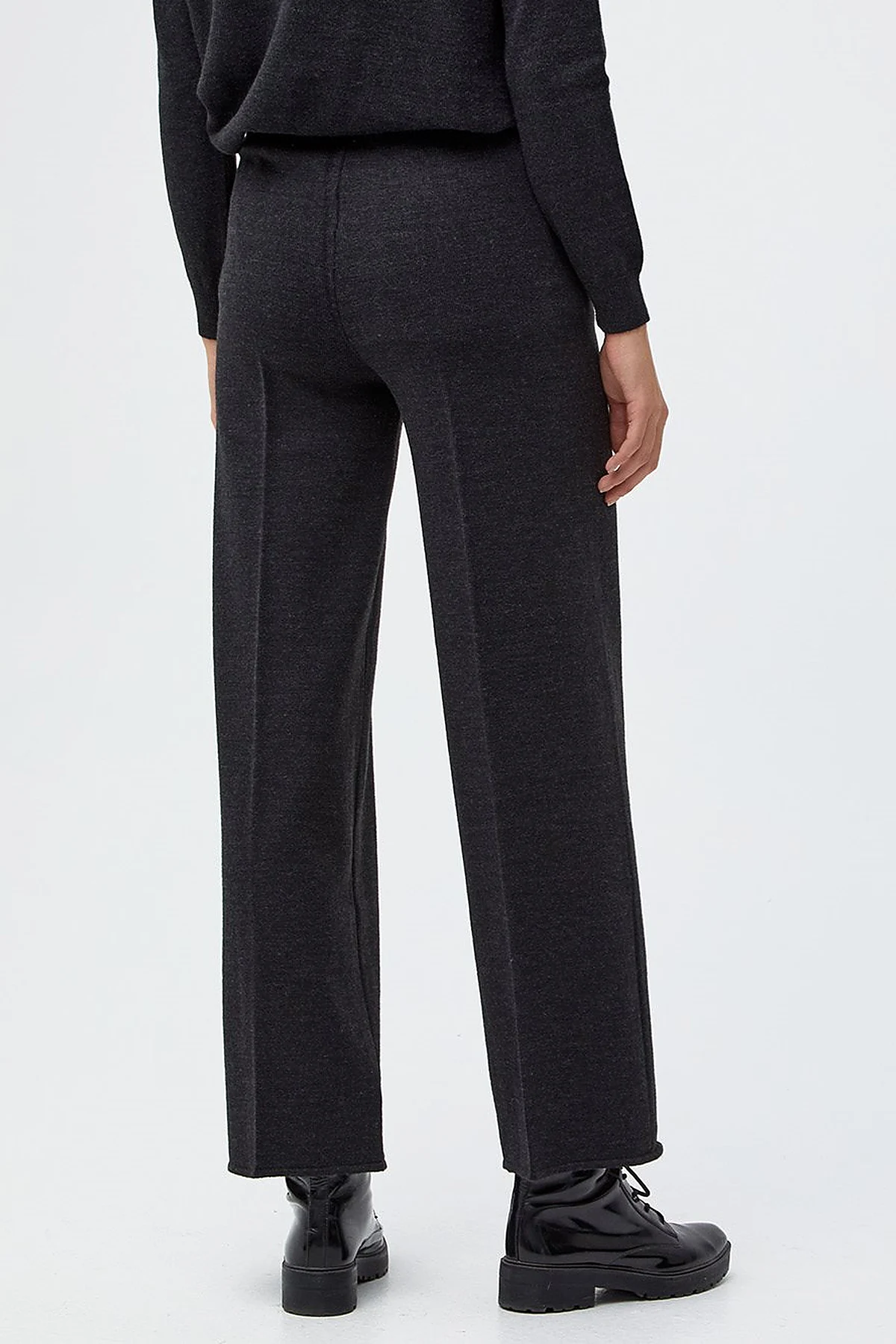 Wide Leg Knitwear Trousers Black