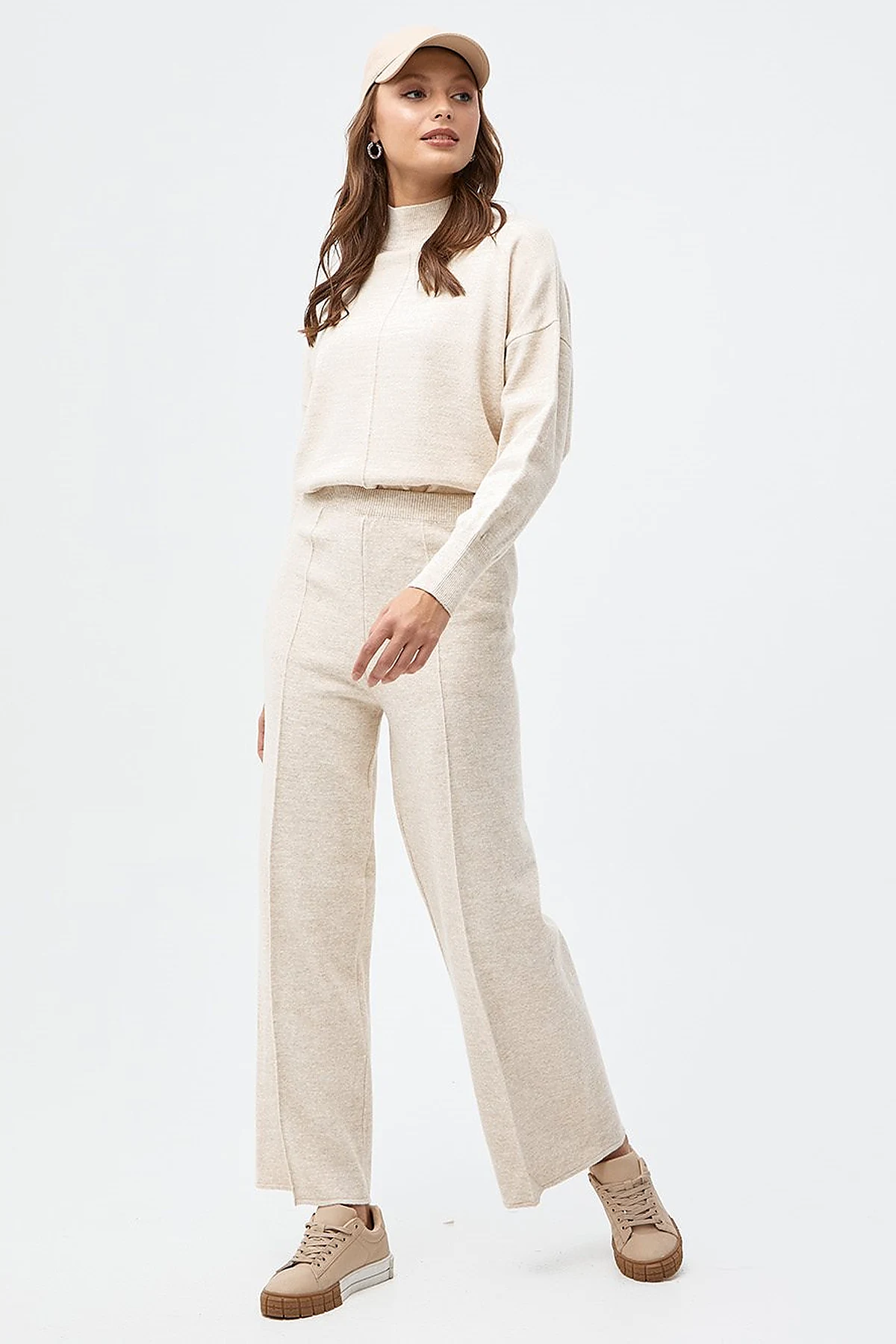 Wide Leg Knitwear Pants Stone