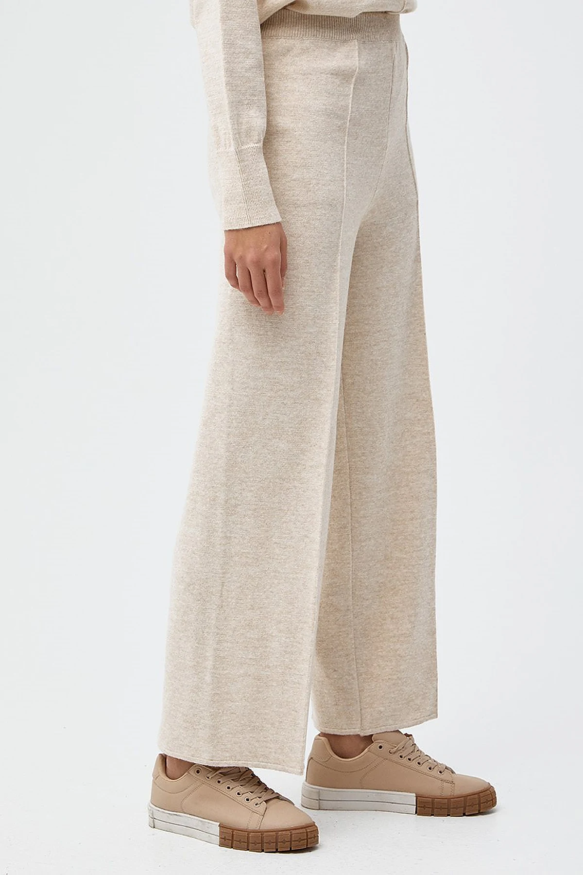 Wide Leg Knitwear Pants Stone
