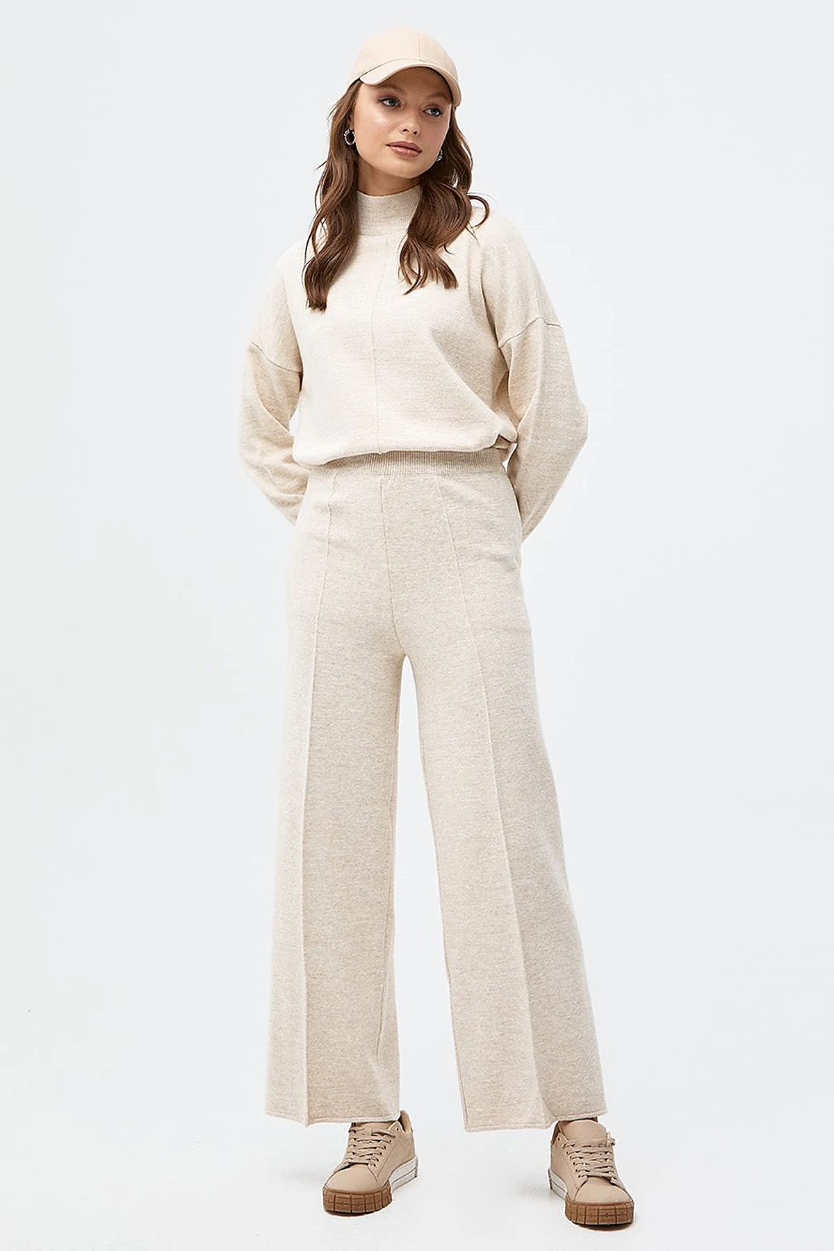 Wide Leg Knitwear Pants Stone
