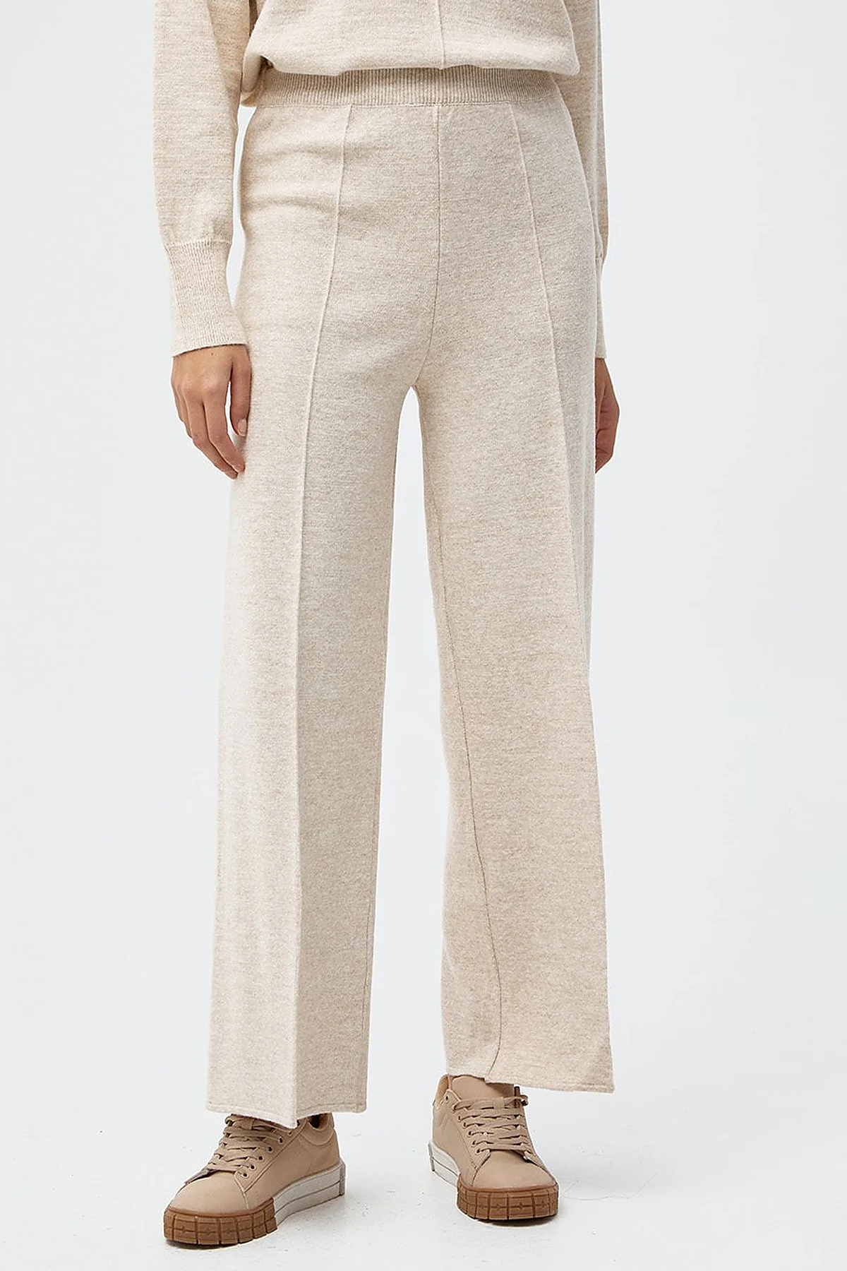 Wide Leg Knitwear Pants Stone