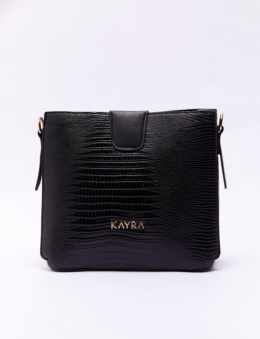 Croco Patterned Rectangle Bag Black