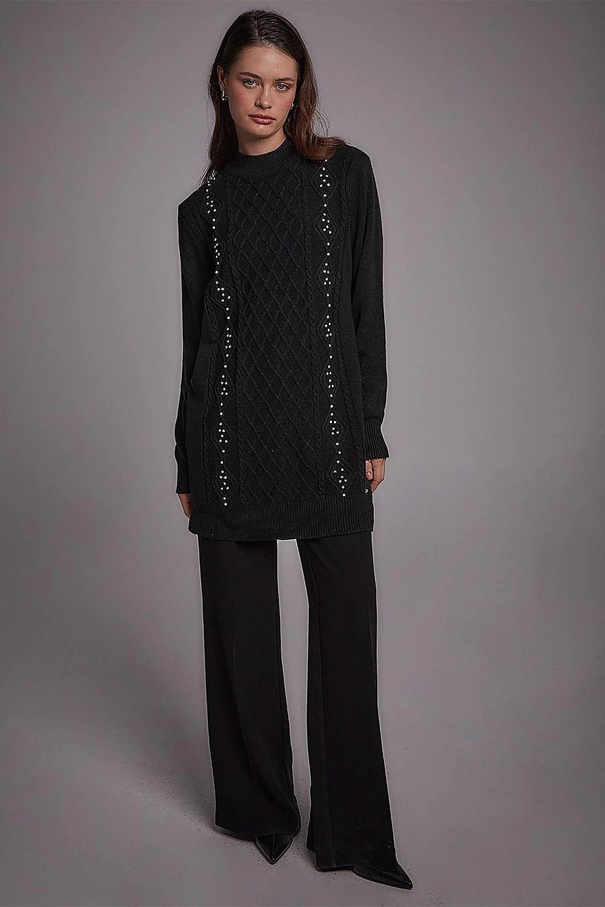 Stoned Knitwear Tunic Black