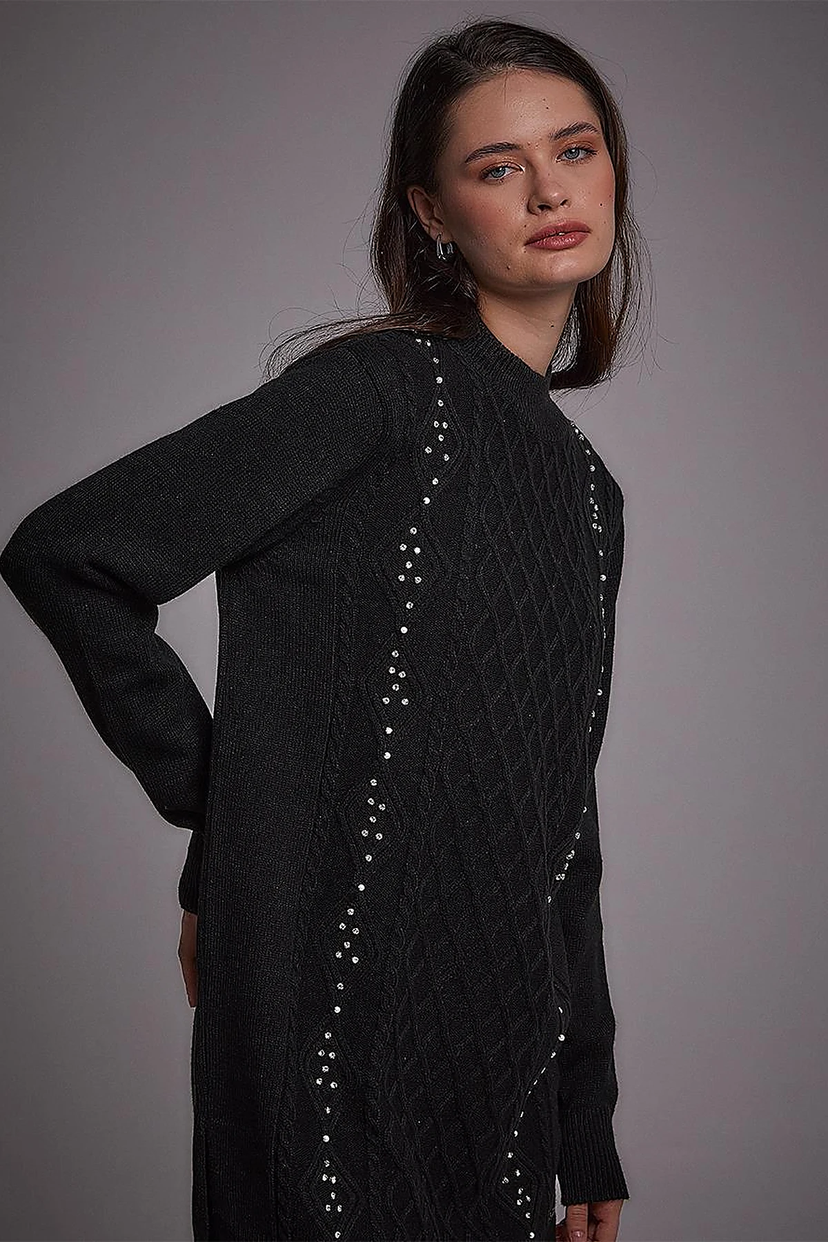 Stoned Knitwear Tunic Black