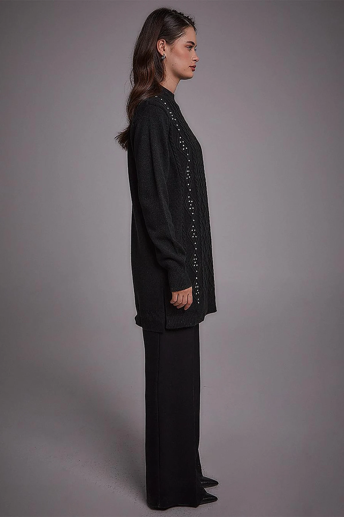 Stoned Knitwear Tunic Black
