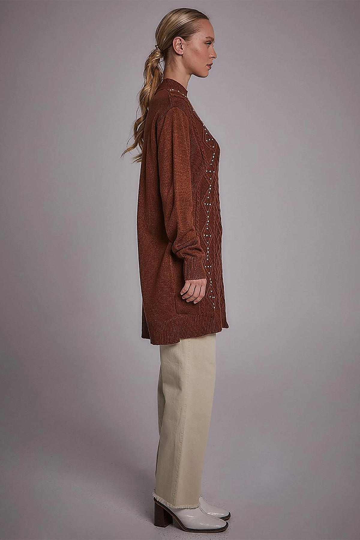 Stoned Knitwear Tunic Brown