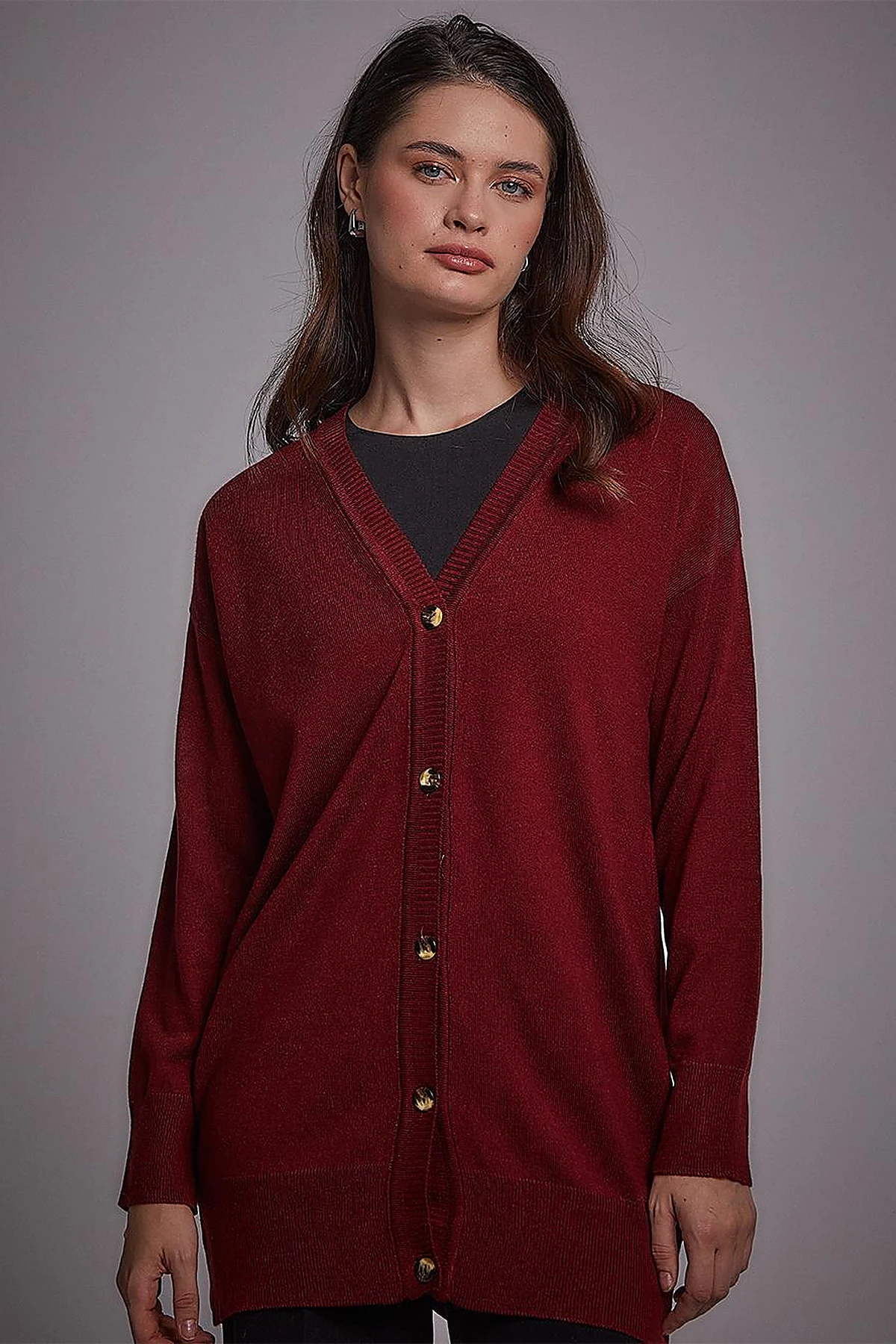 Basic Knitwear Cardigan Claret Red