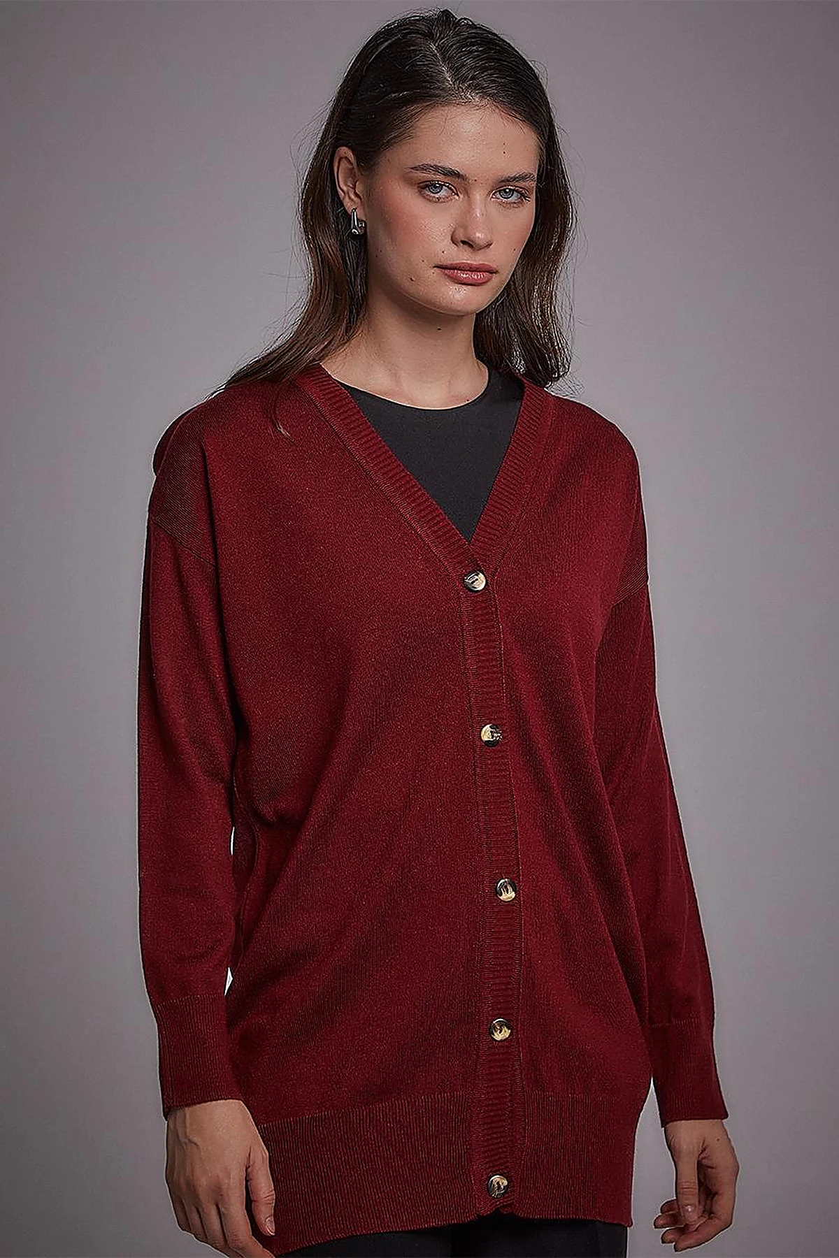 Basic Knitwear Cardigan Claret Red