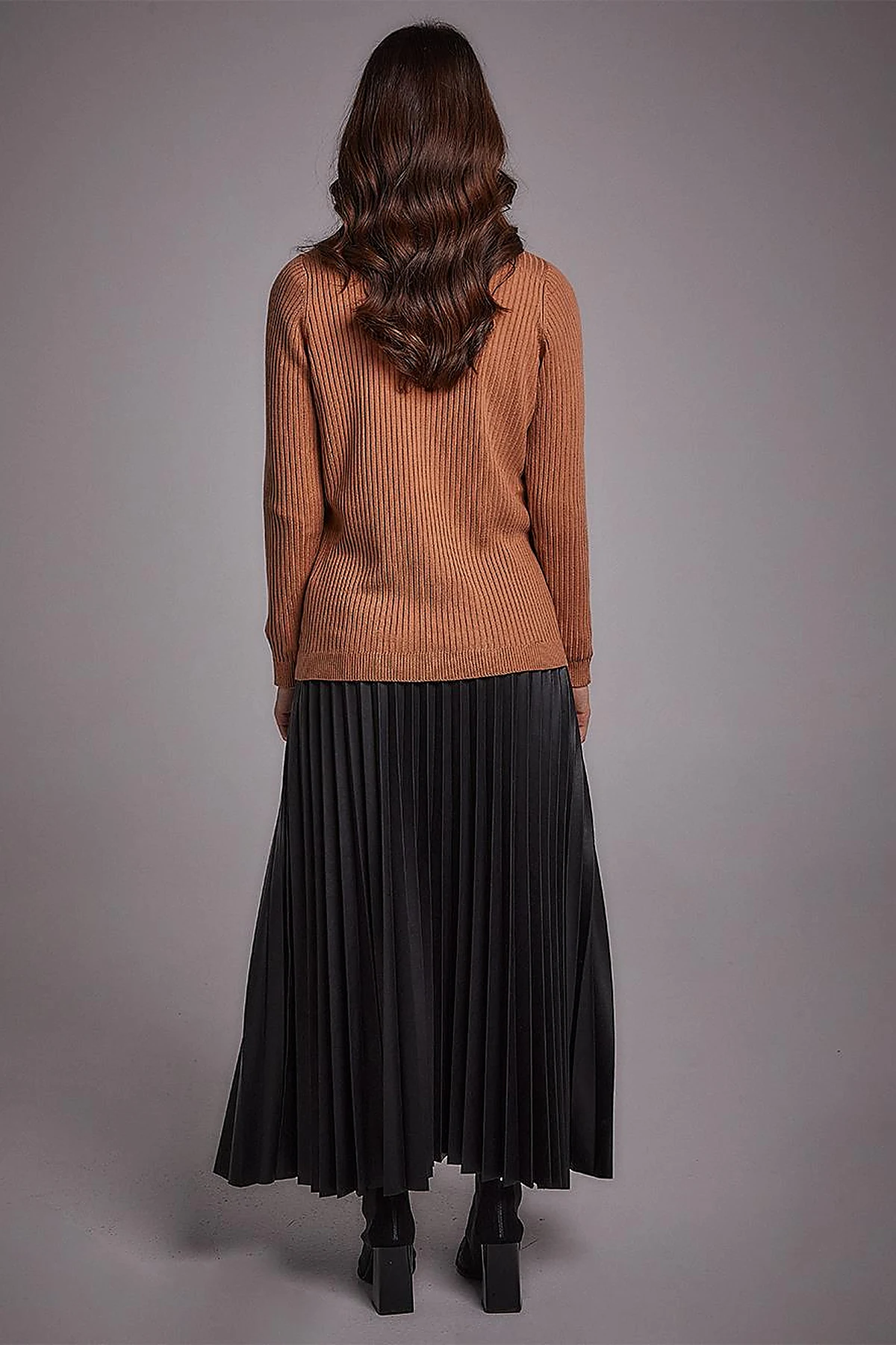 Zero Collar Ribbed Knitted Sweater Salmon