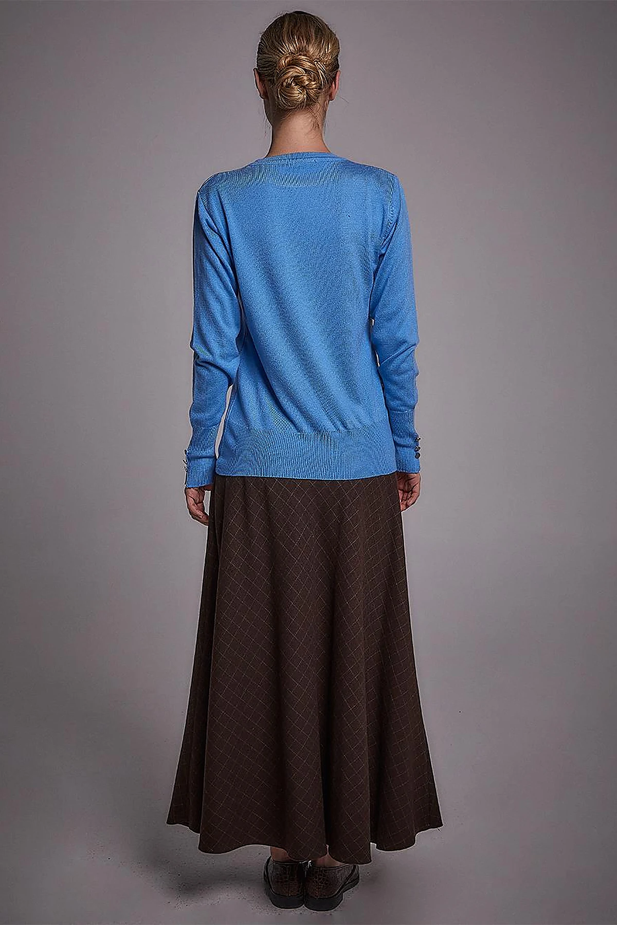 Round Neck Collar Knitwear Sweater Blue