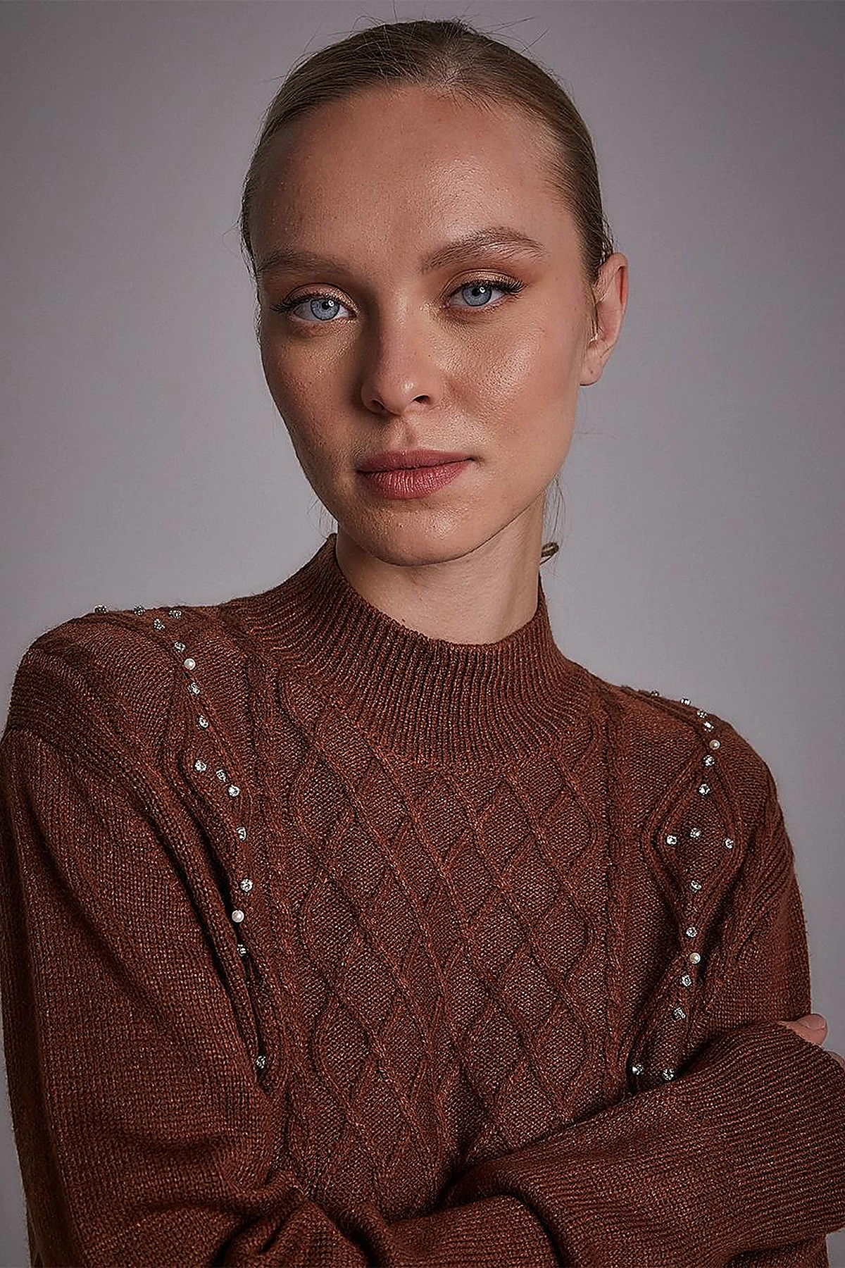 Stoned Knitwear Tunic Brown