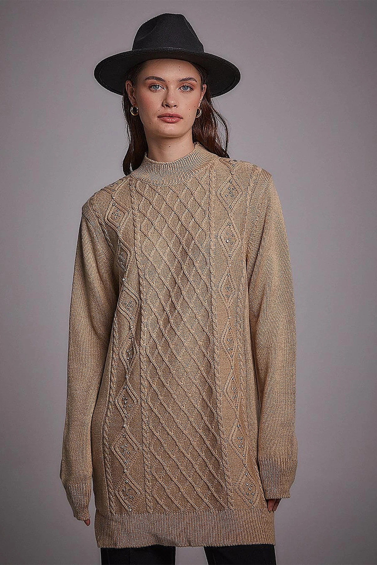 Stoned Knitwear Tunic Dark Stone