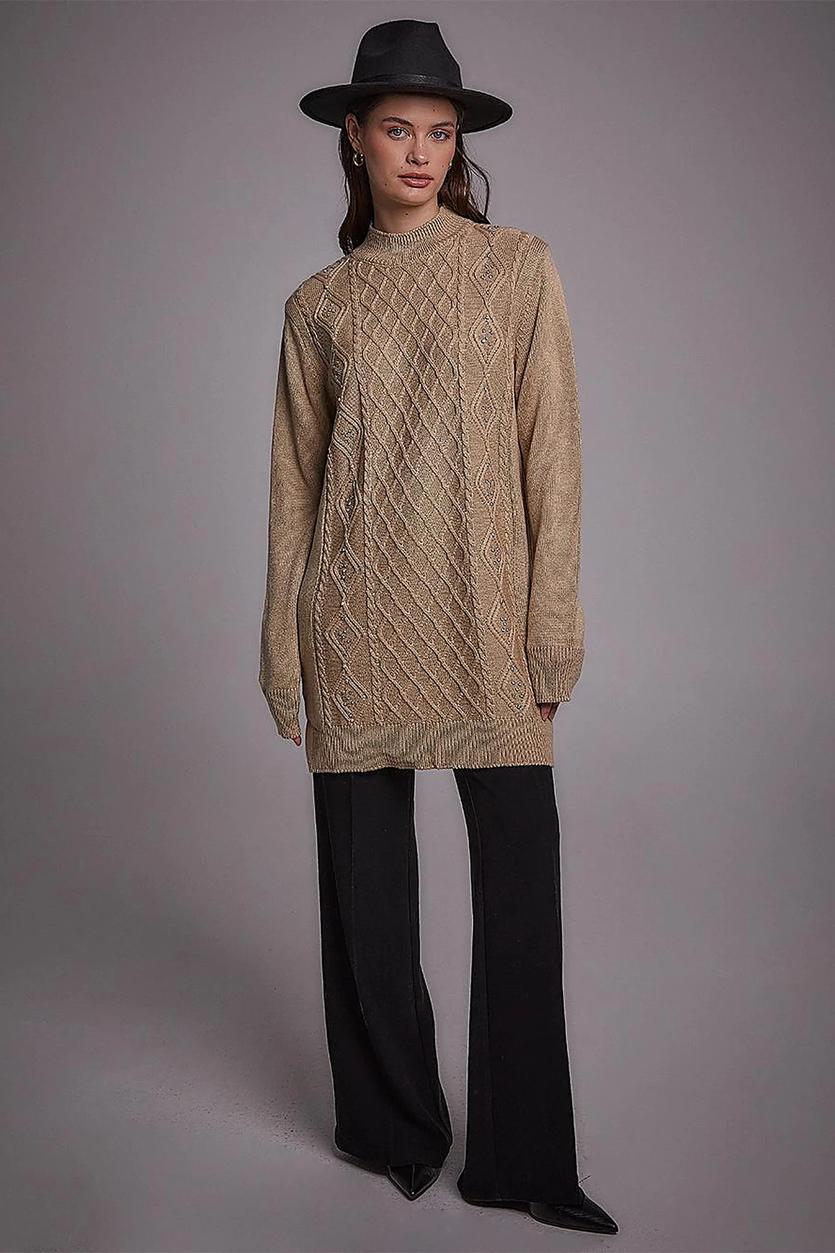 Stoned Knitwear Tunic Dark Stone