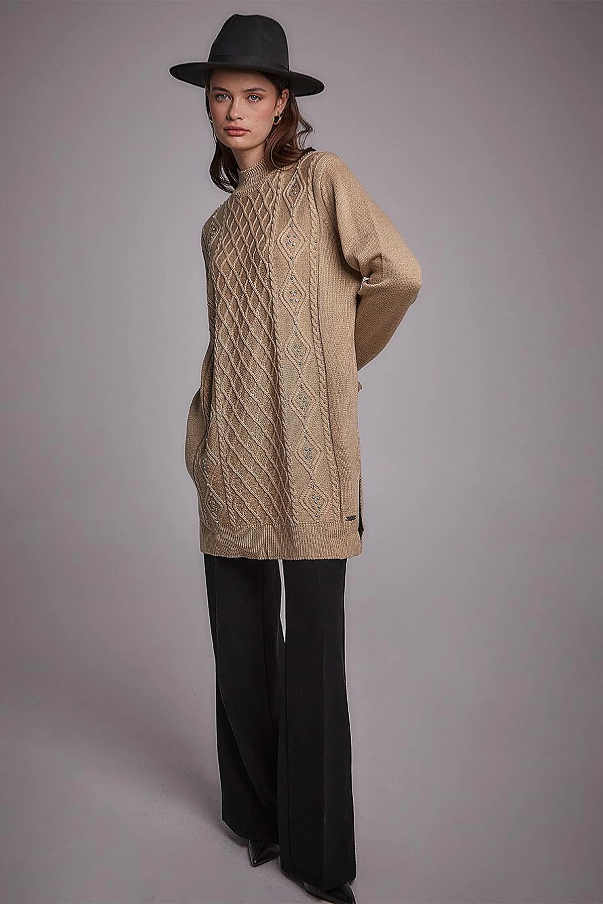 Stoned Knitwear Tunic Dark Stone