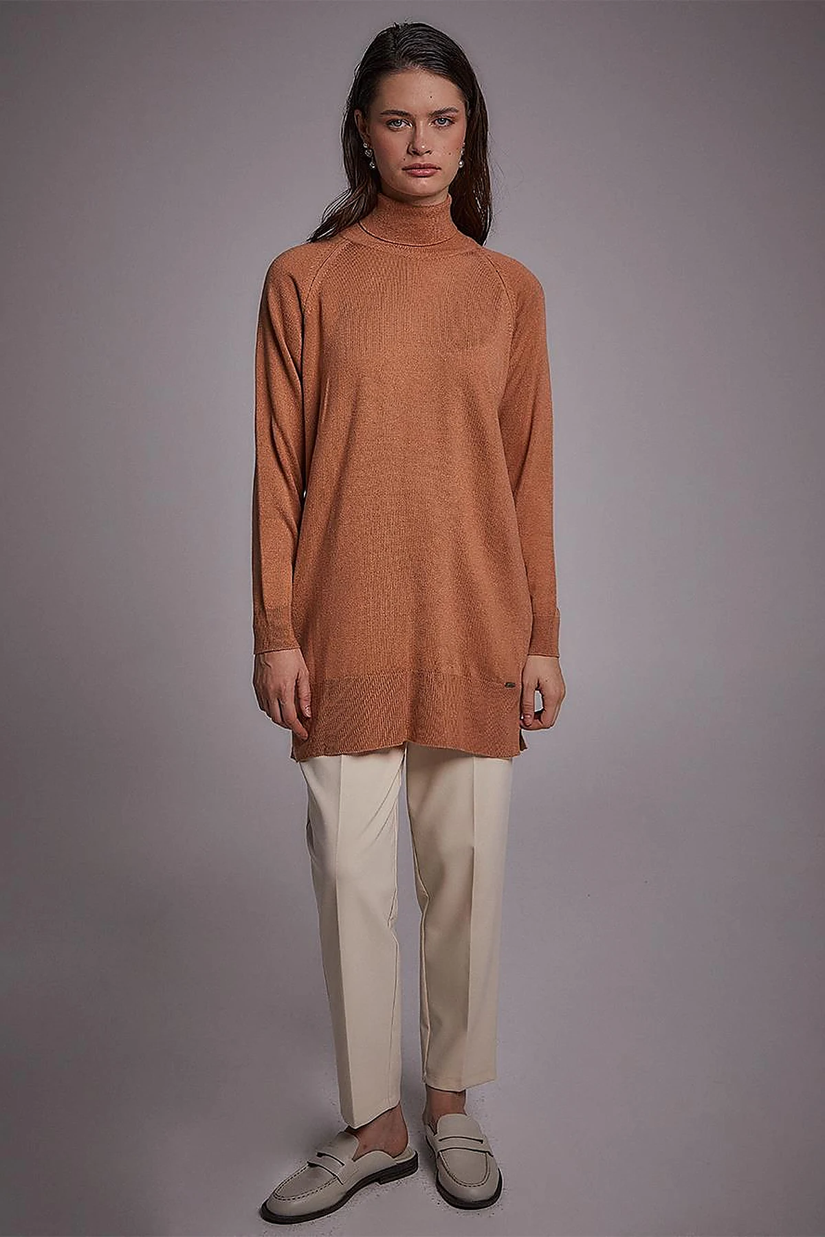 Turtleneck Knitwear Sweater Salmon