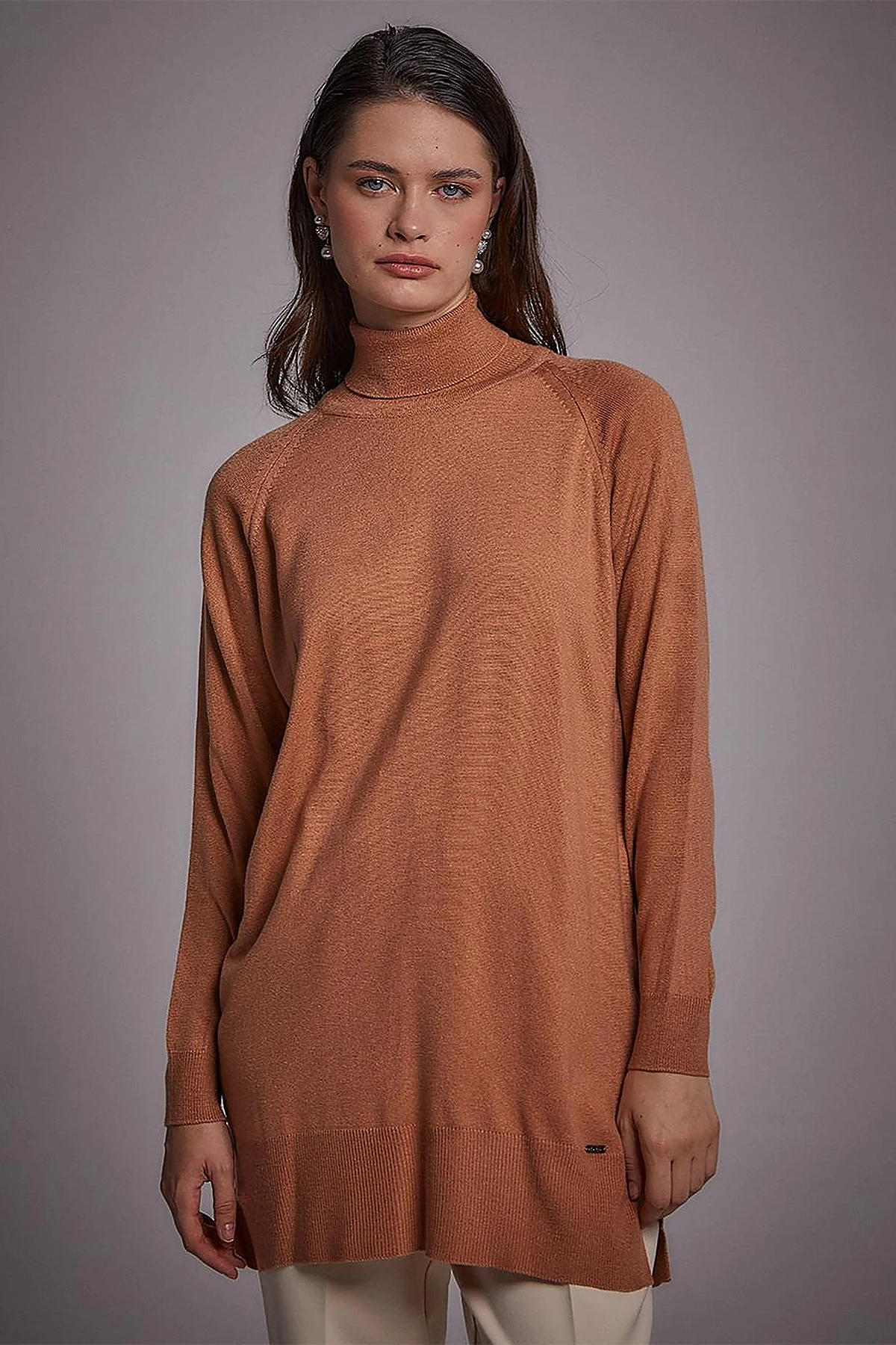 Turtleneck Knitwear Sweater Salmon