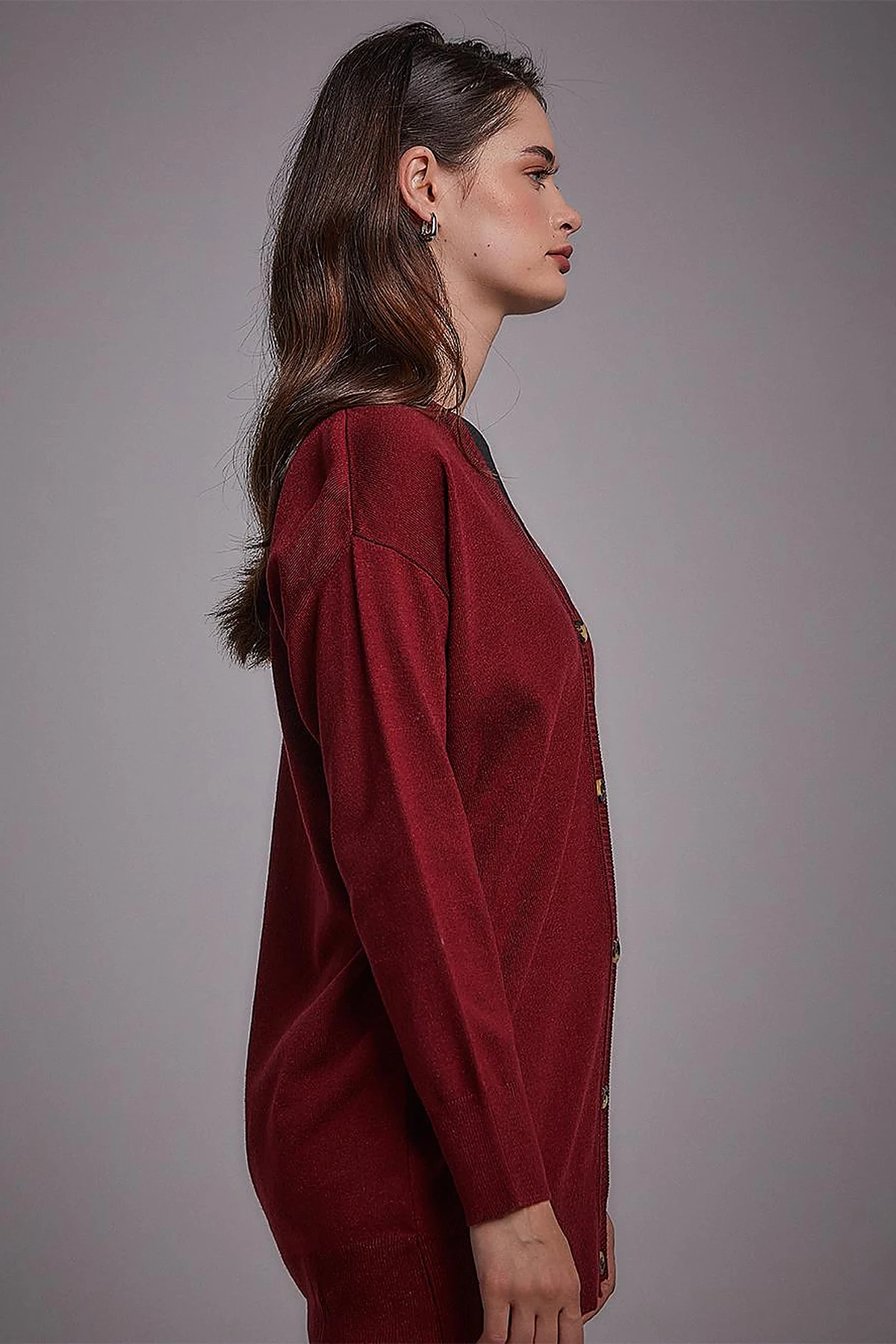 Basic Knitwear Cardigan Claret Red