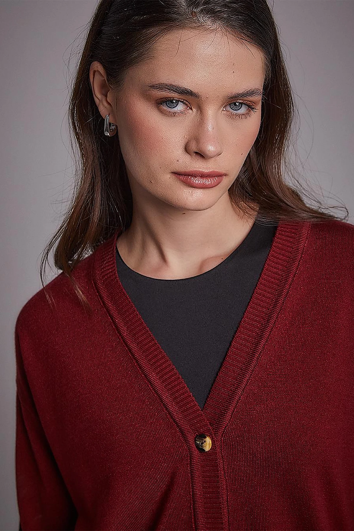 Basic Knitwear Cardigan Claret Red