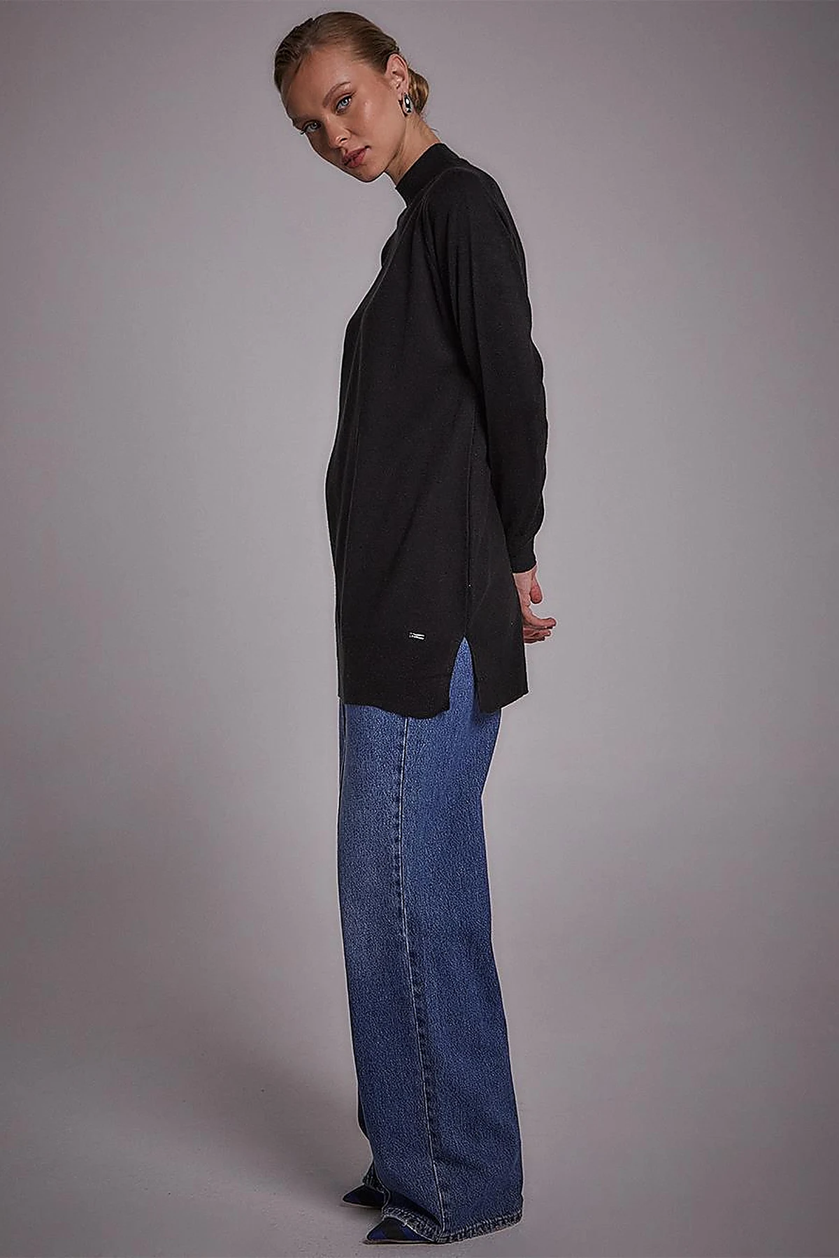 Half Turtleneck Knitwear Tunic Black