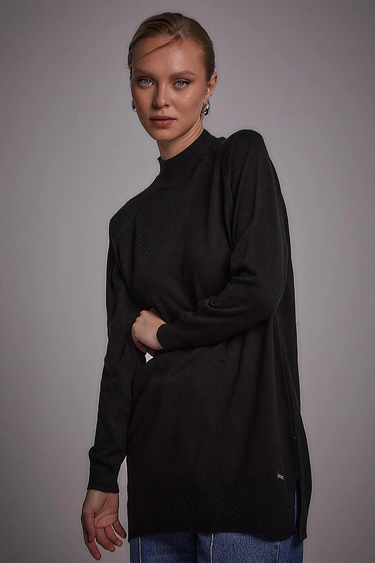 Half Turtleneck Knitwear Tunic Black