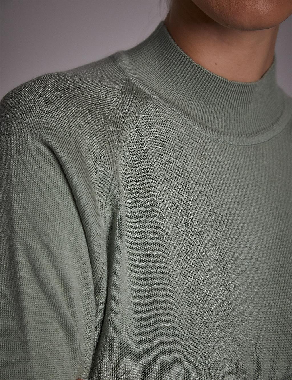 Half Turtleneck Knitwear Tunic Moss Green