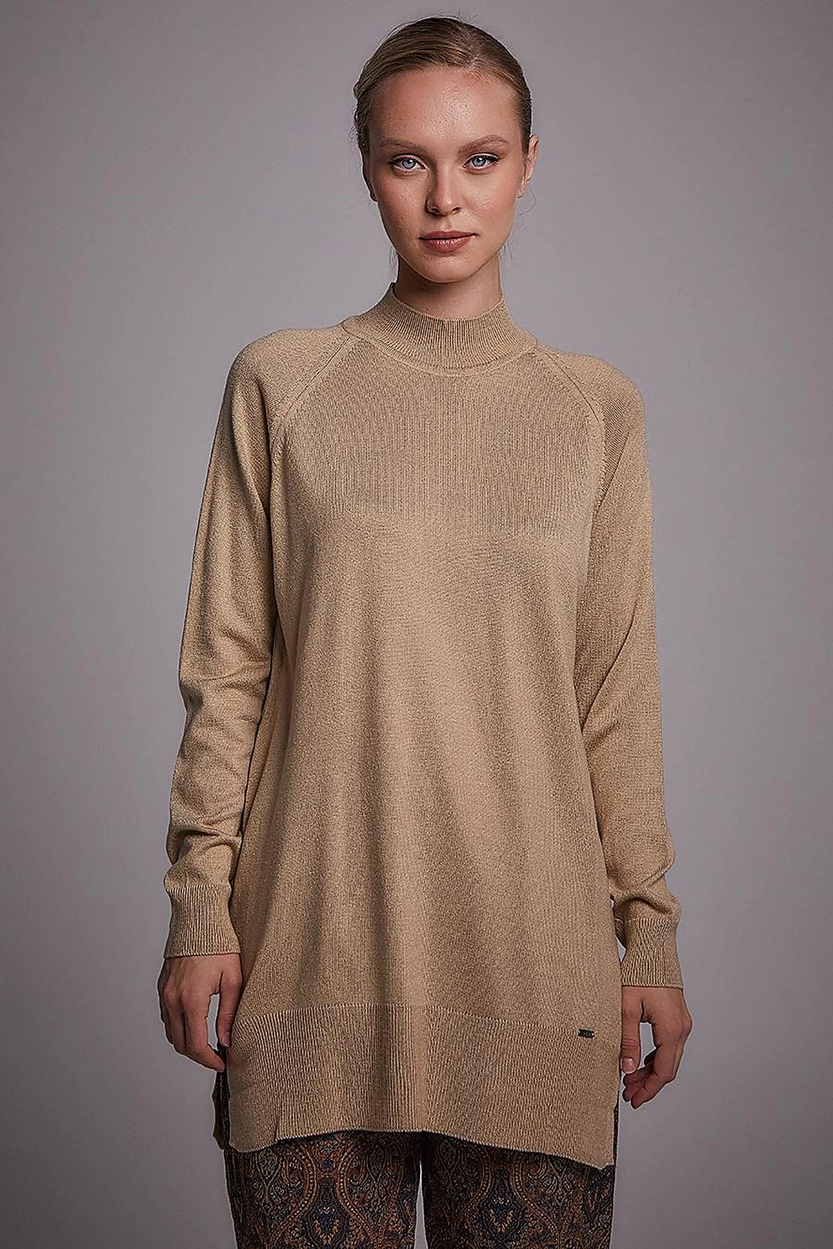 Half Turtleneck Knitwear Tunic Stone