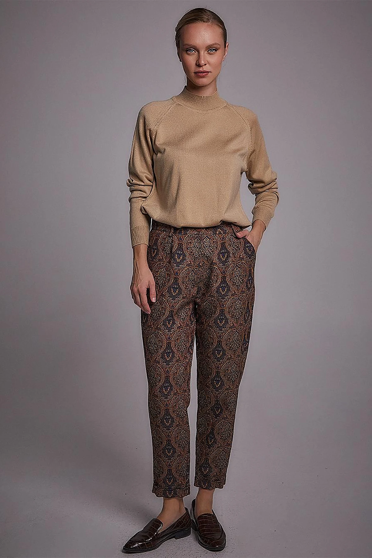 Half Turtleneck Knitwear Tunic Stone
