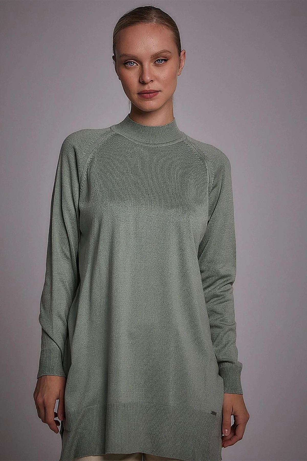 Half Turtleneck Knitwear Tunic Moss Green