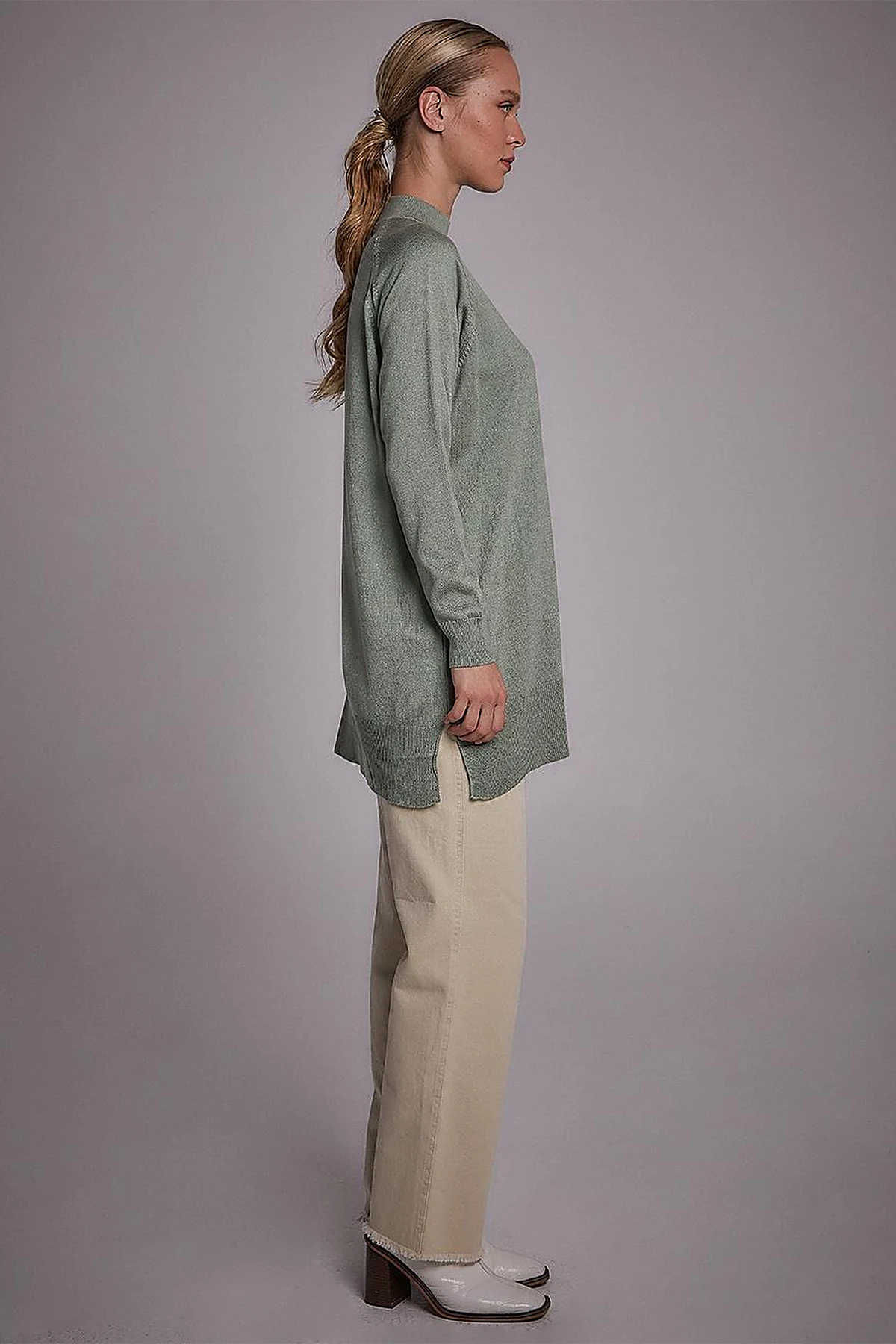 Half Turtleneck Knitwear Tunic Moss Green