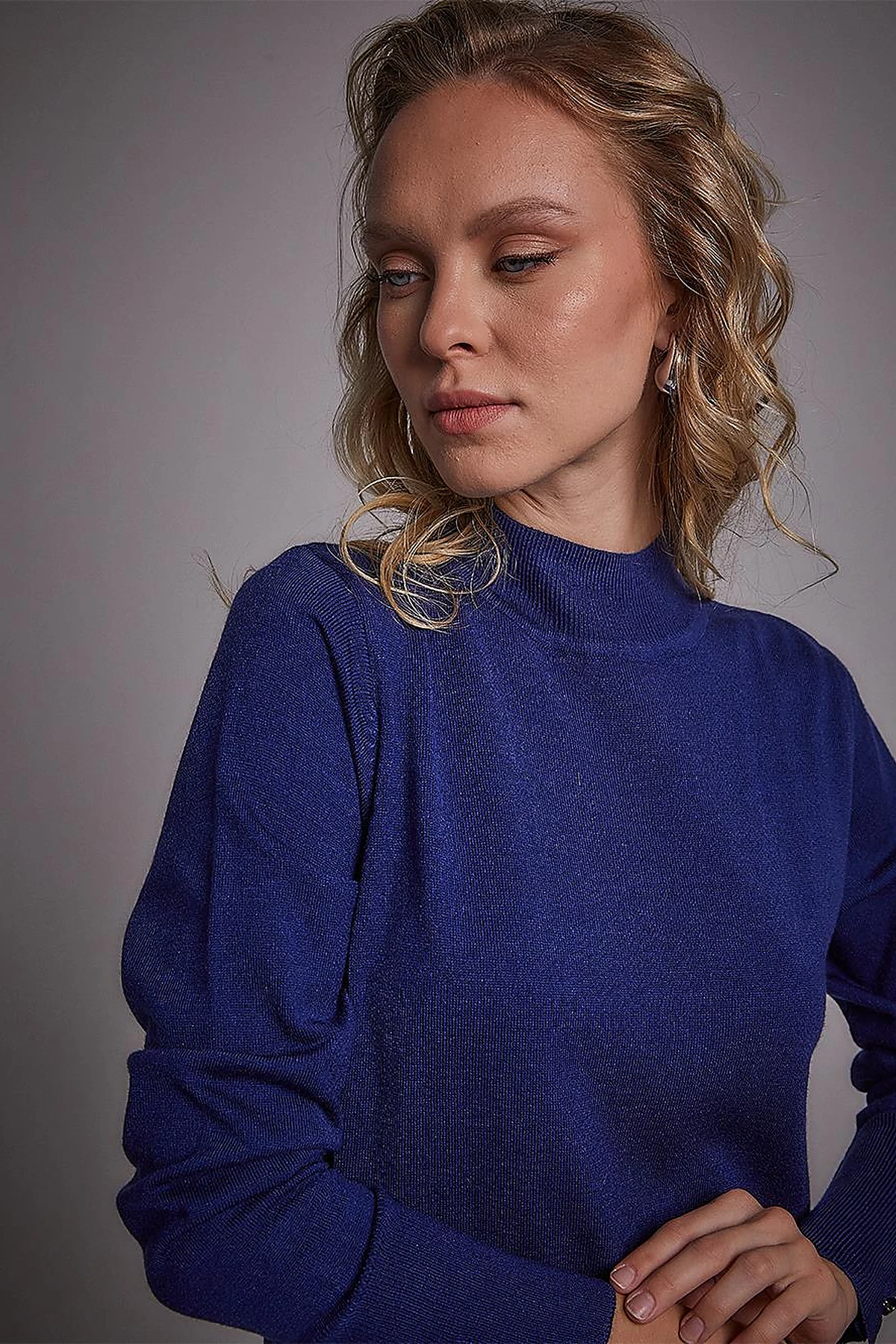 Half Turtleneck Knitwear Dress Indigo